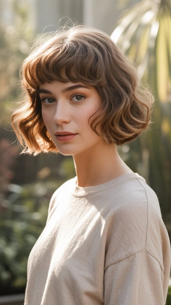 Wavy Bob with Feathered Bangs