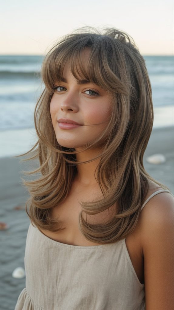 Long Shag with Curtain Bangs
