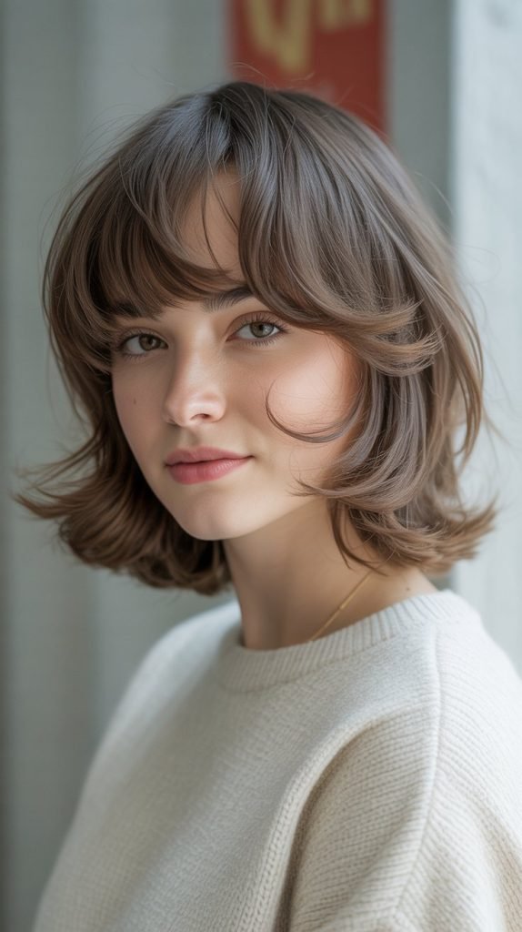 Layered Crop with Swoopy Bangs