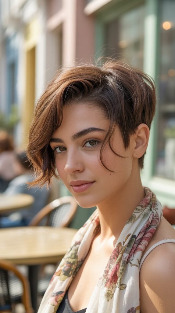 Tousled Pixie with Side Part
