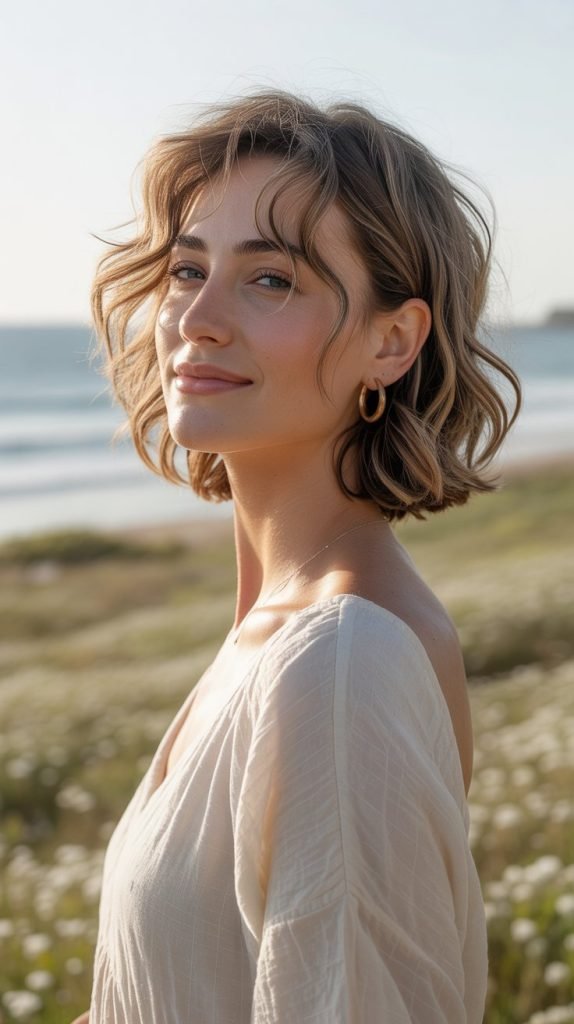 Tousled Lob with Highlights