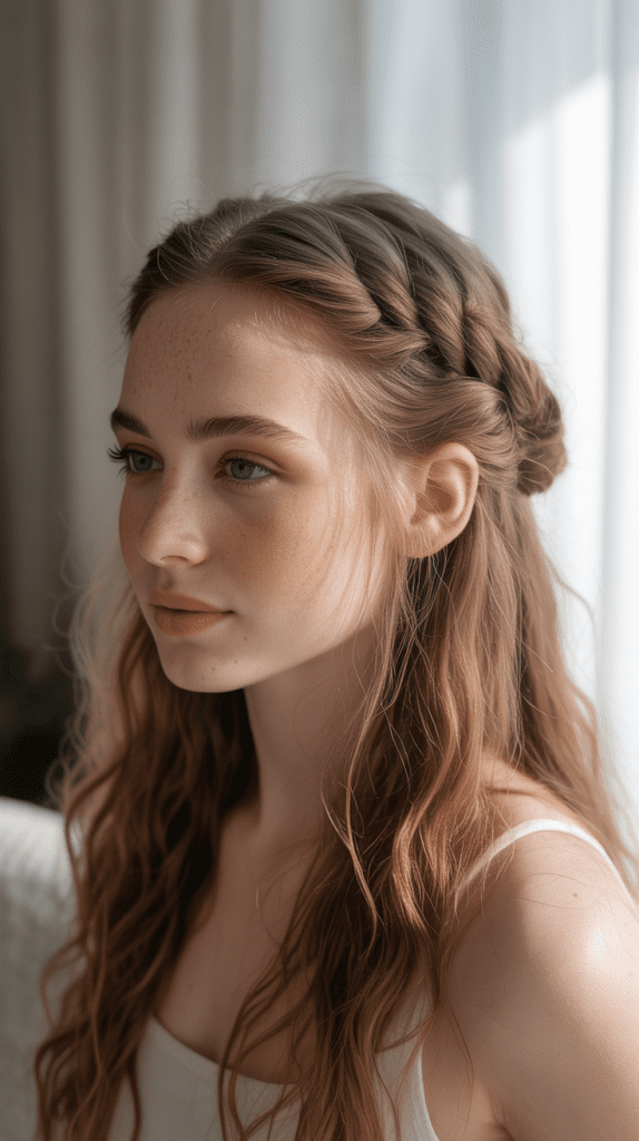  Twisted Half-Up Style with Volume