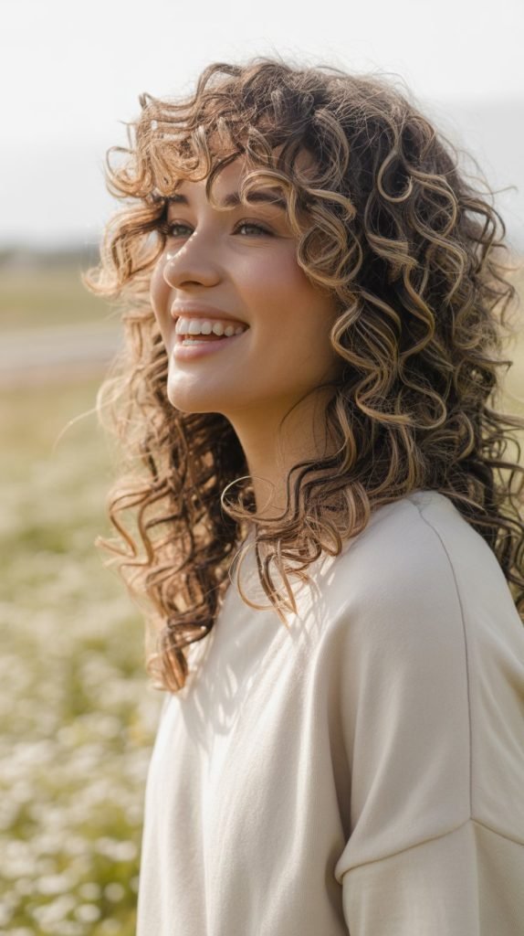 Bouncy Curls with Long Layers