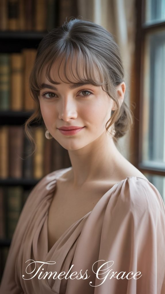 Medium Cut with Curtain Bangs for Round Faces