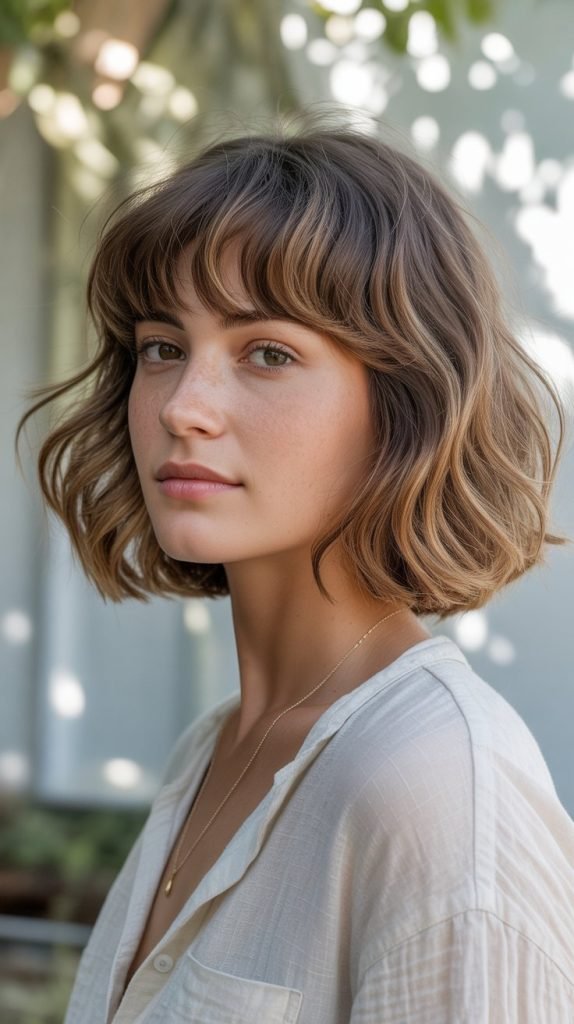 Wavy Bob with Blended Bang Layers