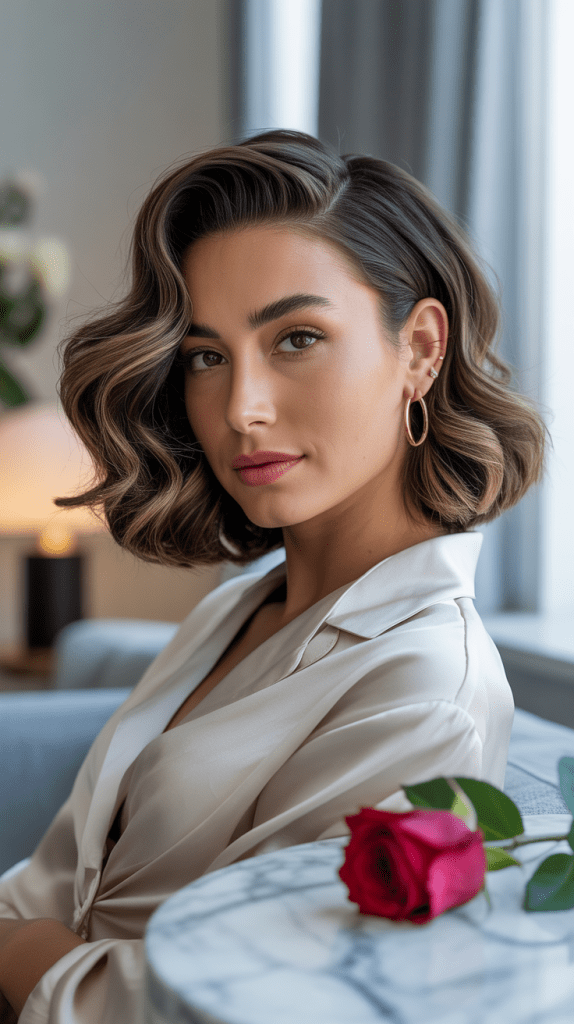 Wavy Lob with Side Part