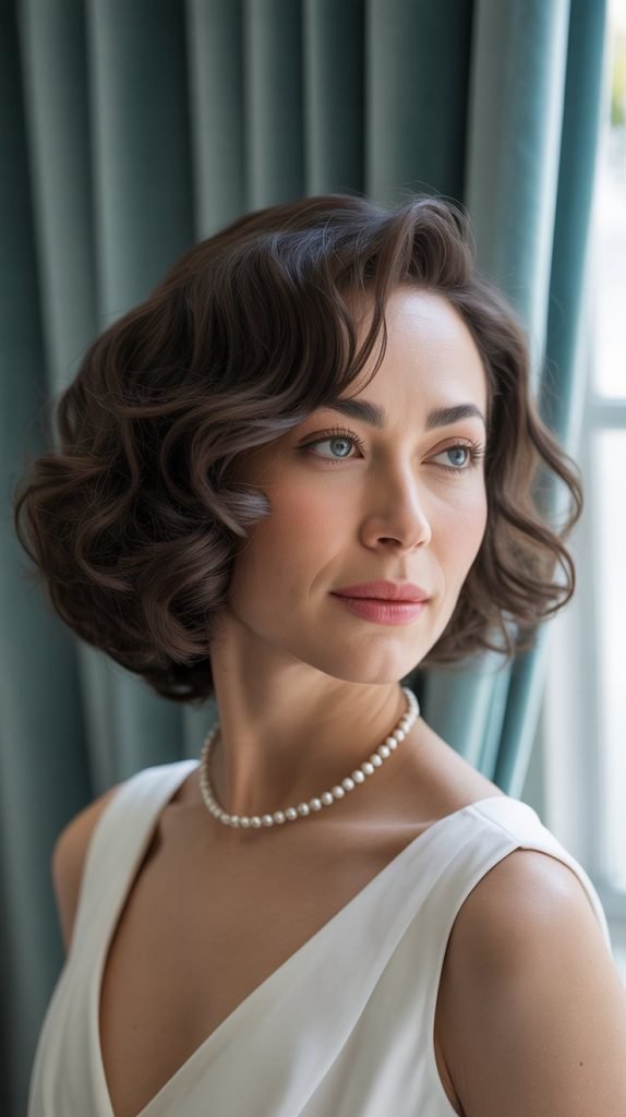 Curly Bob with Side Part Enhancement