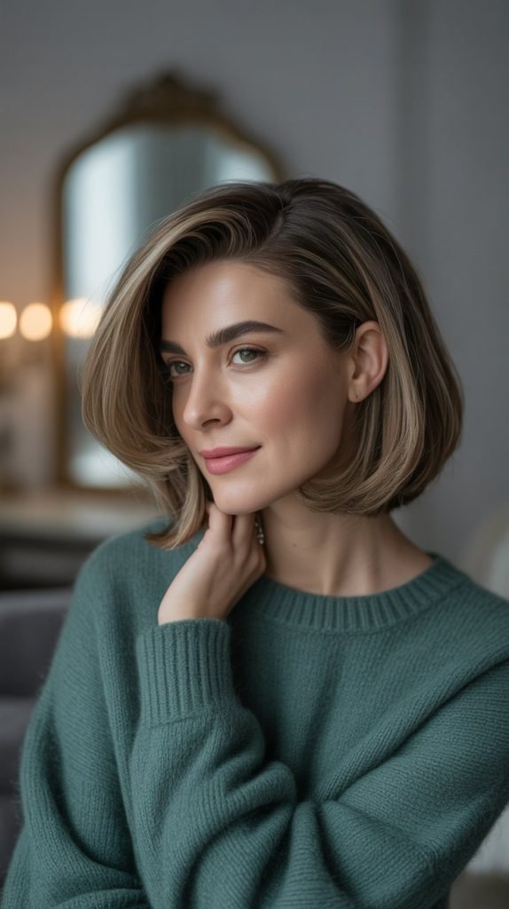 Face-Framing Bob with Curved Ends