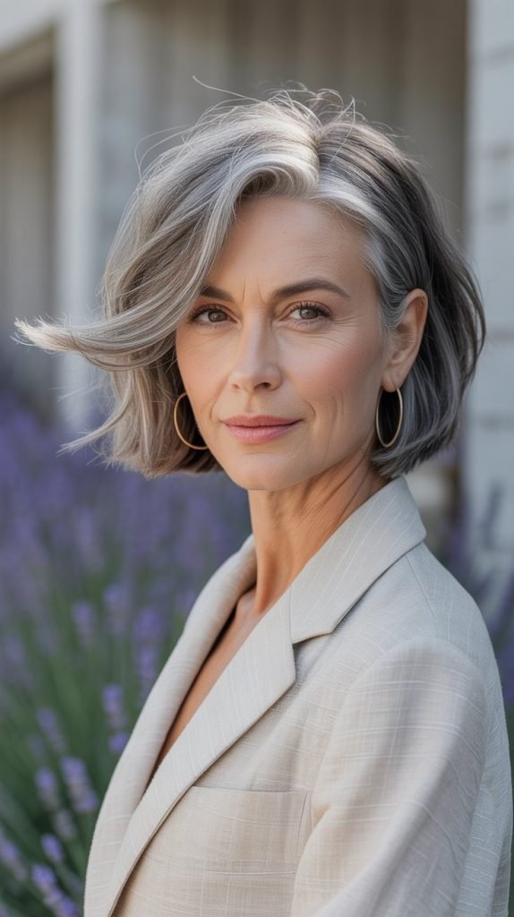  Choppy Grey Bob with Texture