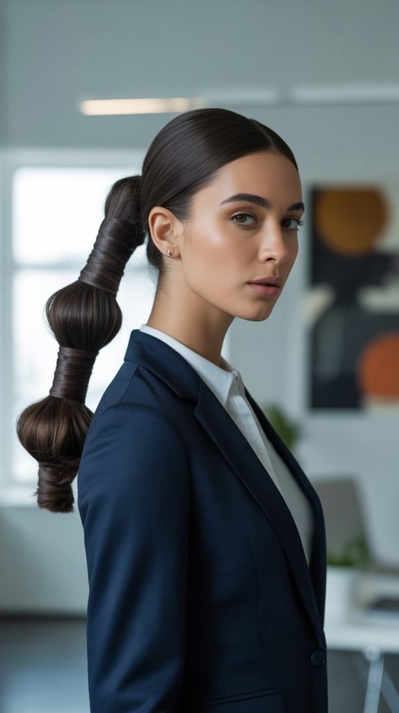 Low Ponytail with Hair Wrap