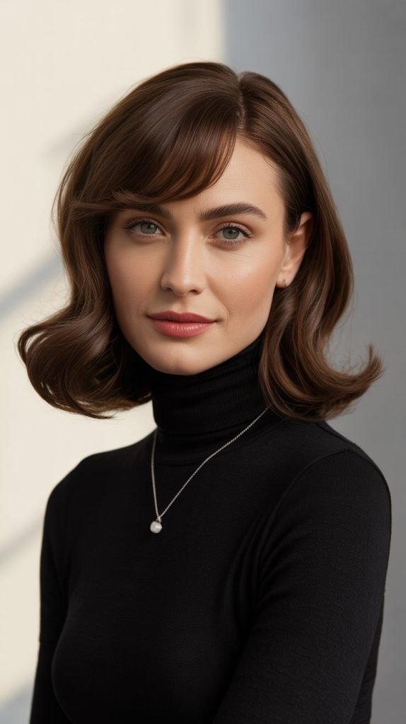 Side-Swept Bangs with Shoulder-Length Hair