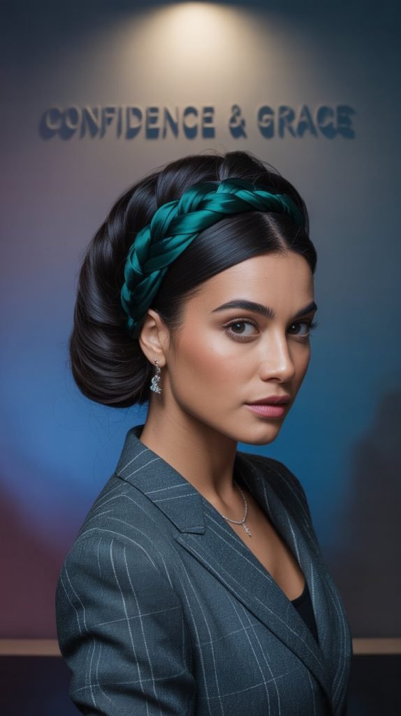 Low Chignon with Braided Bandana Border