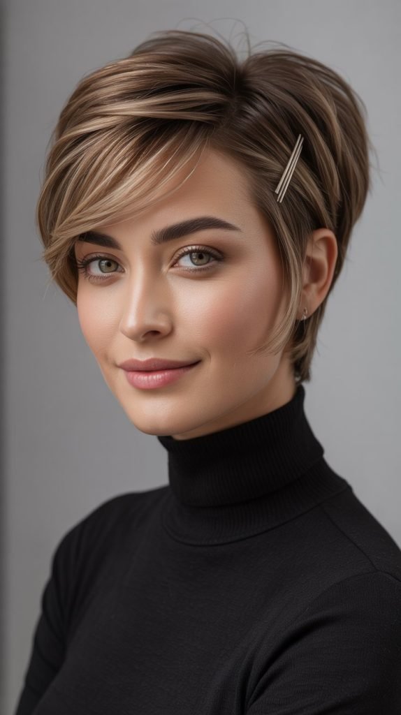 Layered Pixie with Side-Swept Fringe