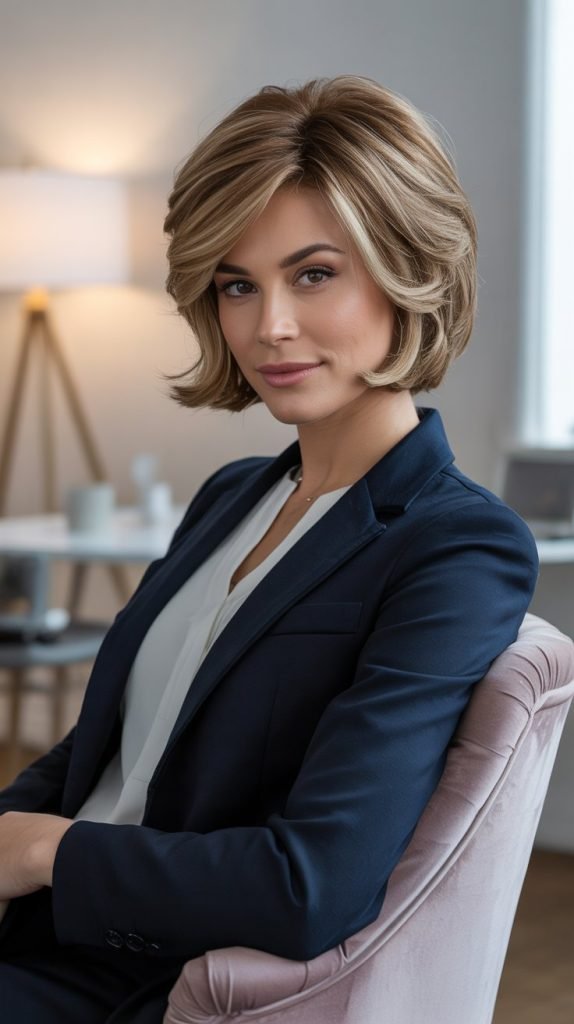 Layered Short Bob with Volume Focus
