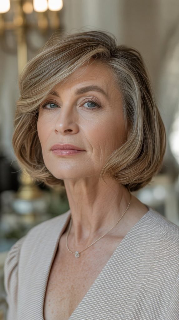 Wispy Side-Swept Bangs with Bob