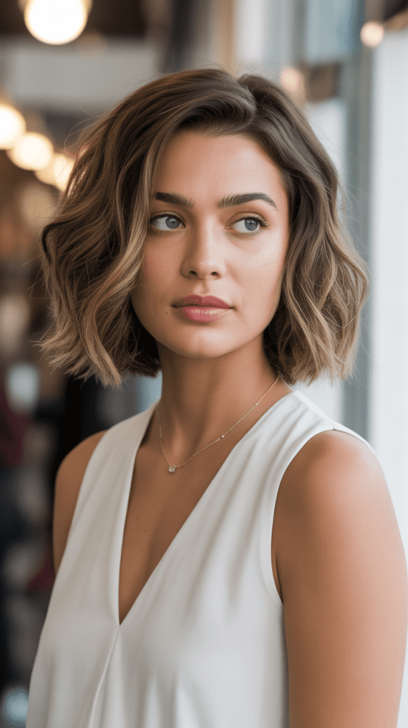 Graduated Wavy Bob with Feathered Ends