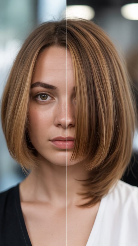 Long Stacked Inverted Bob for Fine Hair