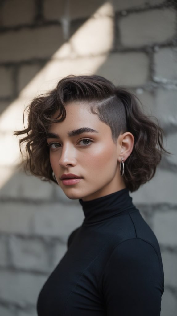 Micro Bangs with Curly-Wavy Texture