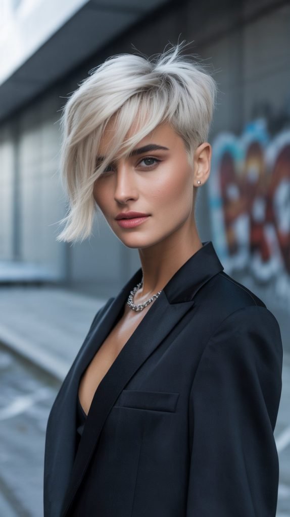  Asymmetrical Pixie with Side-Swept Bangs