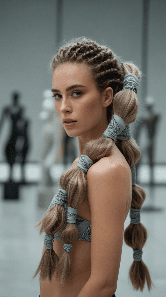 Bandana-Enhanced Crimped Ponytail