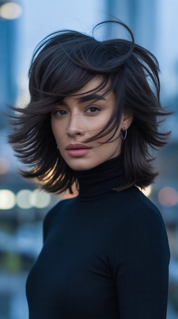 Medium Dramatic Layers for Thick Hair