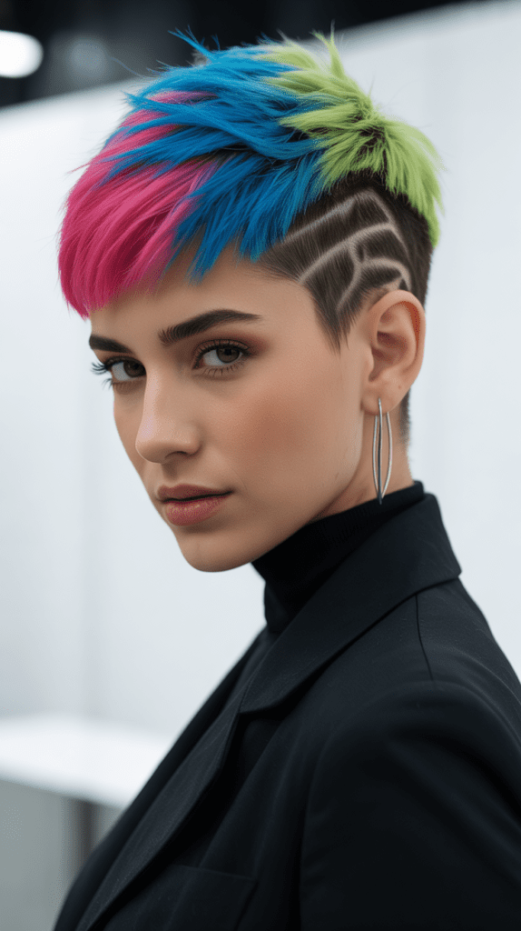 Bold Color Pixie with Statement Undercut