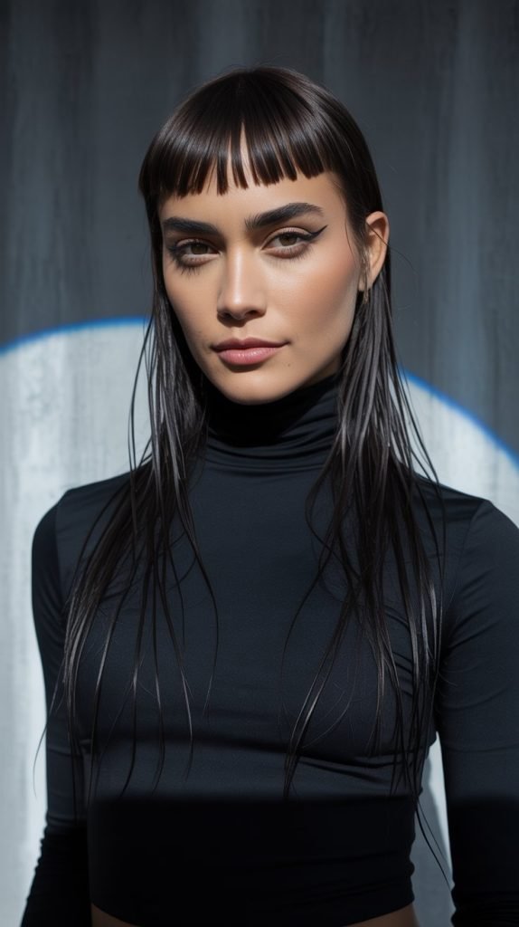 Baby Bangs with Long Straight Hair