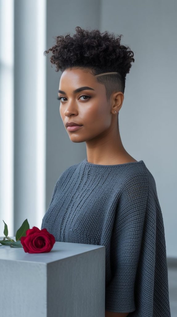 Curly Fade with Textural Top