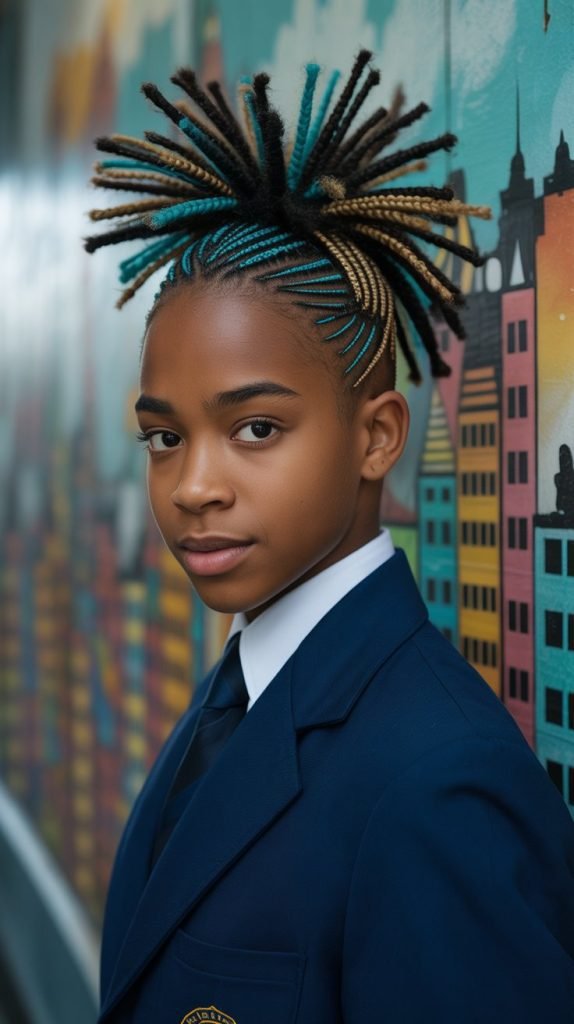 Braided Mohawk with Design