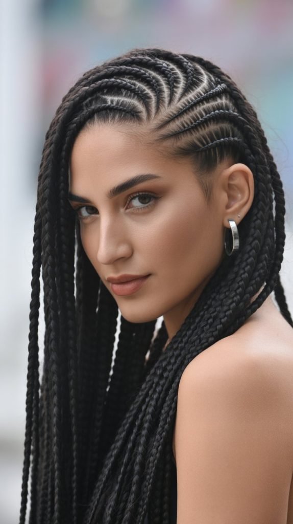 Zigzag Side Part Knotless Braids