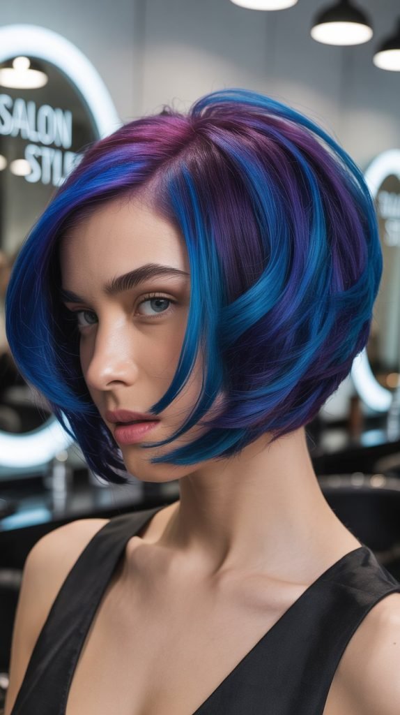 Bold Color-Enhanced Inverted Layered Bob