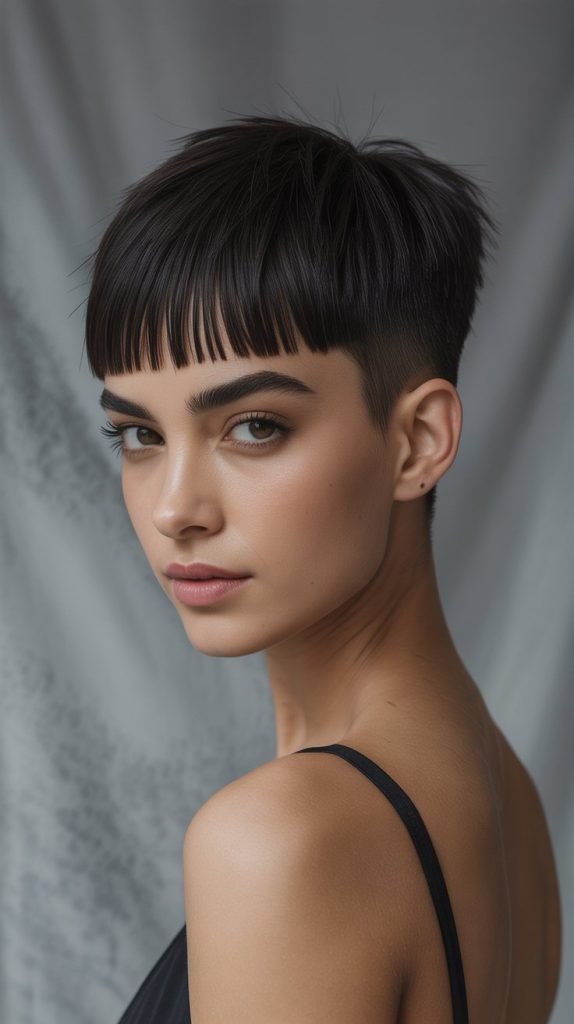 Pixie with Razor-Straight Bangs