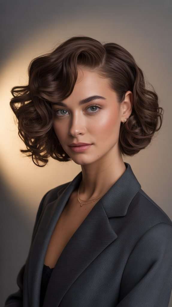 Side-Parted Curly French Bob