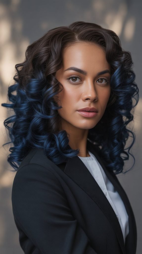 Deep Navy Blue Lowlights