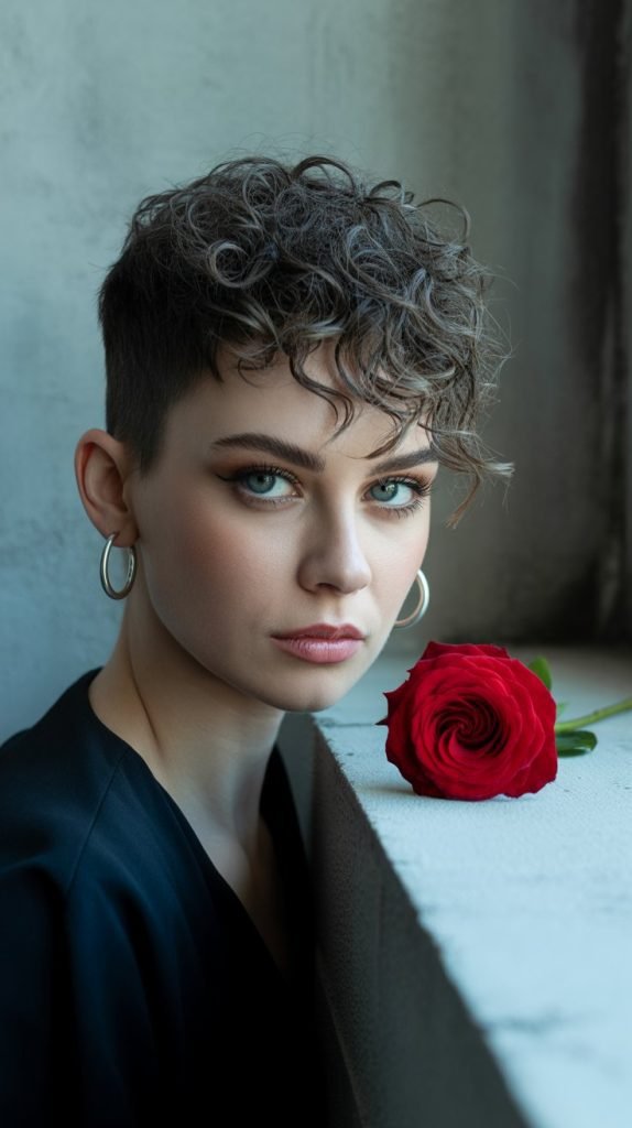Asymmetrical Curly Cut with Modern Edge
