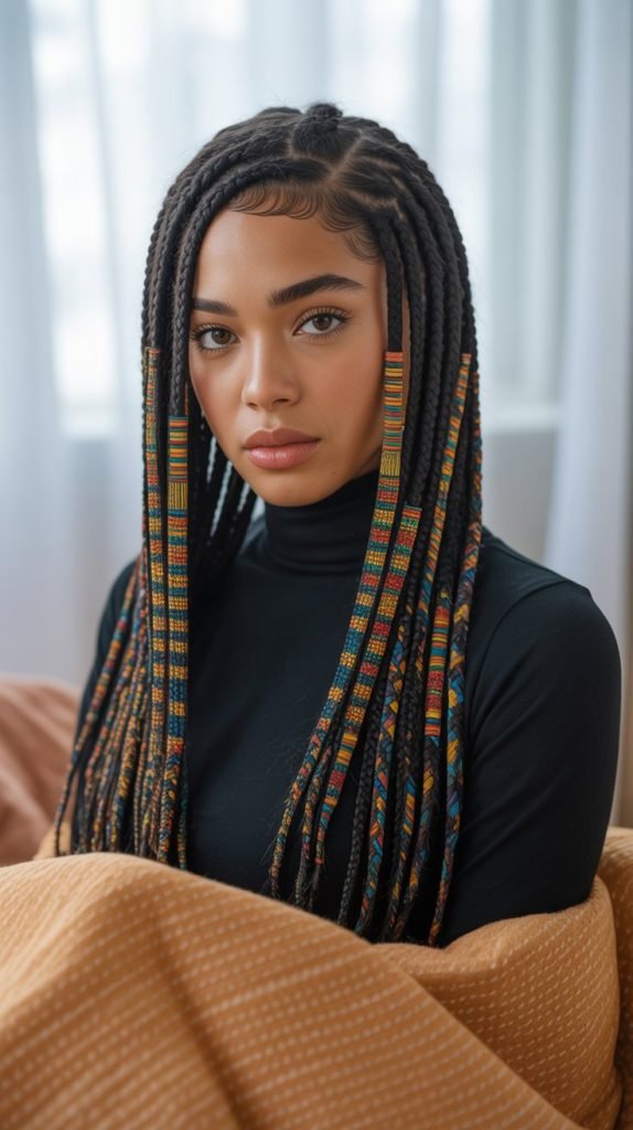 Side Part with Colorful Thread Wrapping