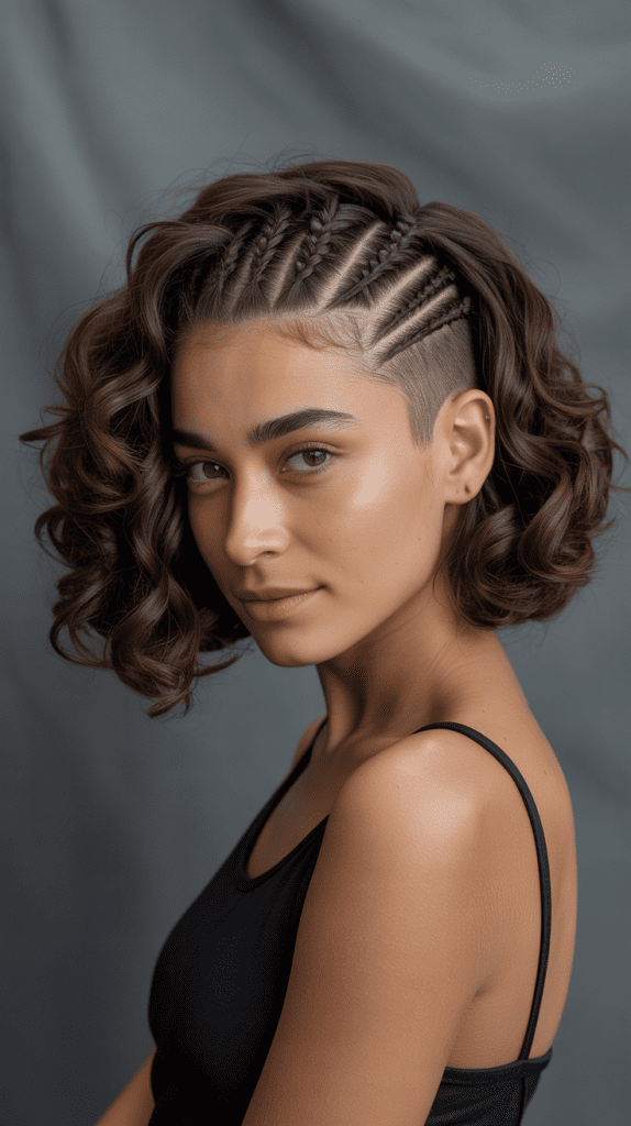 Braided Undercut Curly Bob