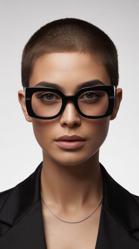 Buzz Cut Pixie with Statement Designer Frames