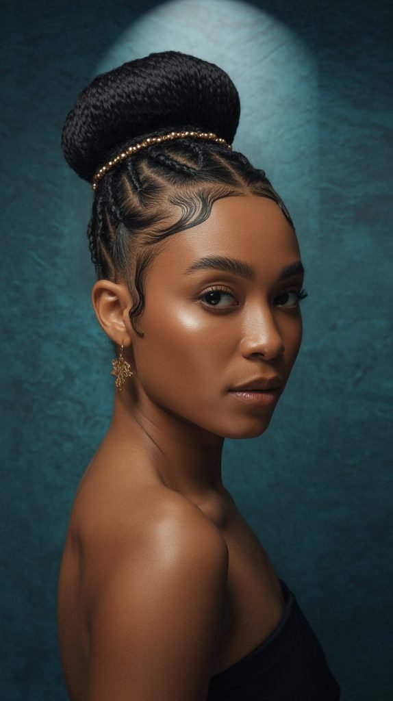 Low Bun with Bantu Knot Elements