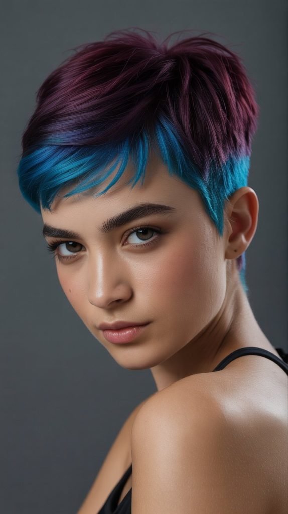  Bold Color Accent Pixie