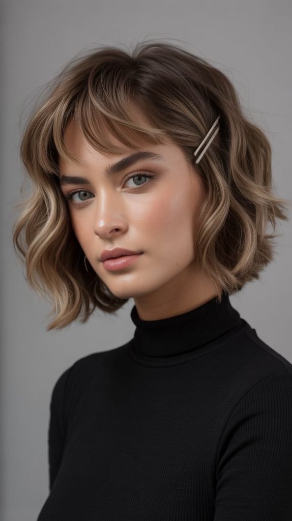  Wavy Midi Shag with Choppy Bangs