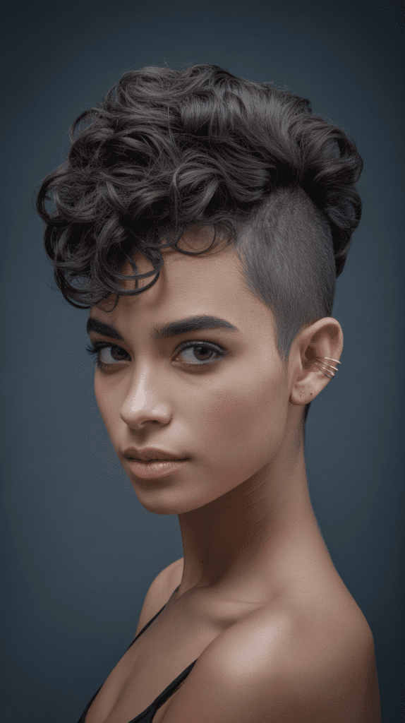 Curly Mohawk Pixie with Textured Sides