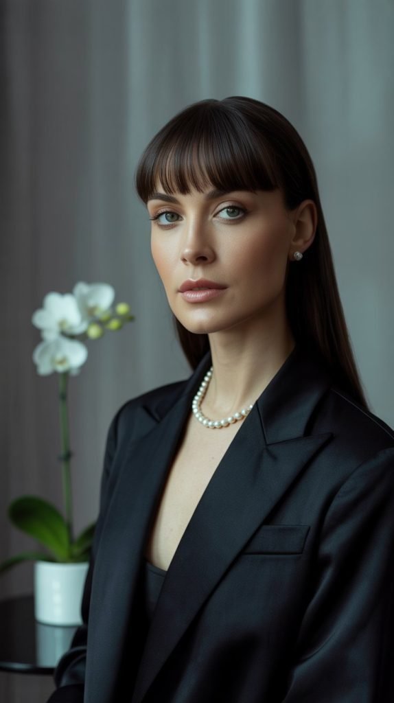  Long Curtain Bangs with Straight Hair