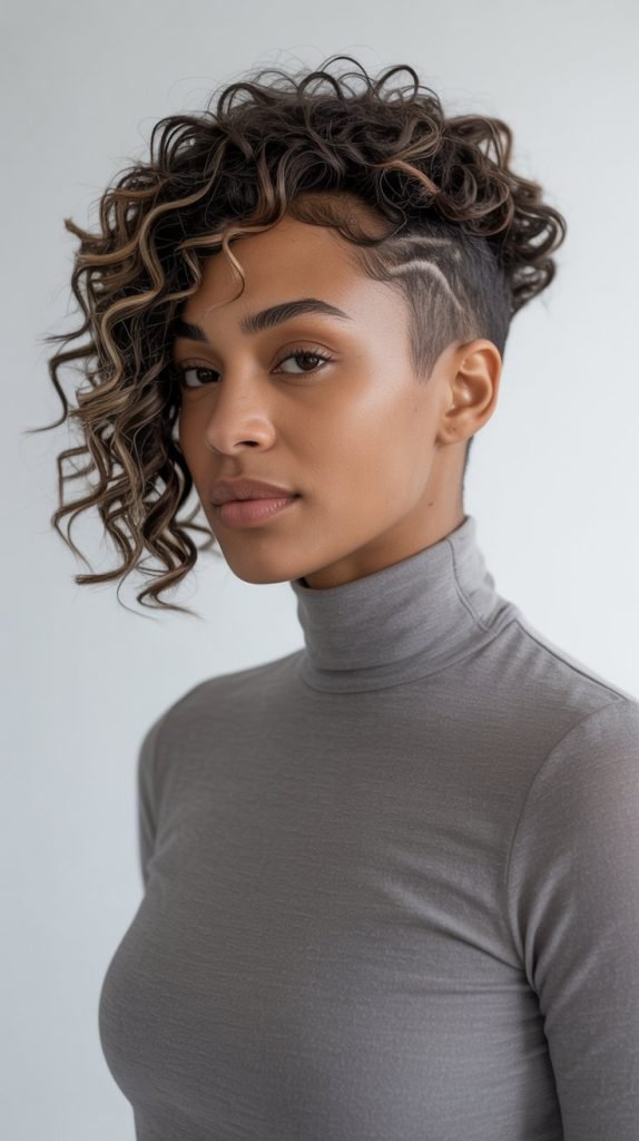 Tapered Curly Cut with Fade Elements