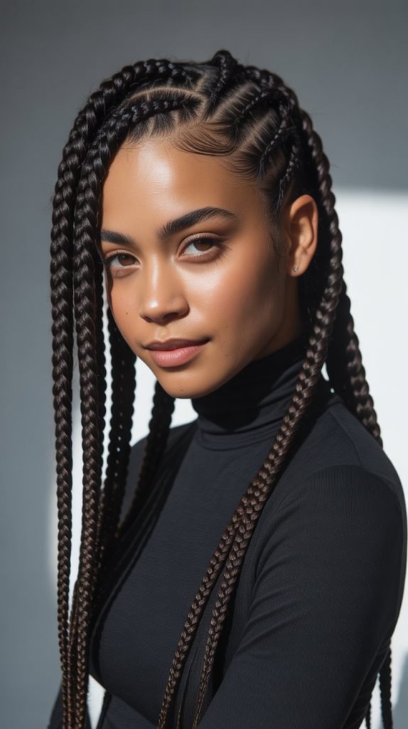  Side Part with Cornrow Detail