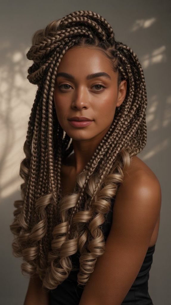 Textured Side Part Medium Braids