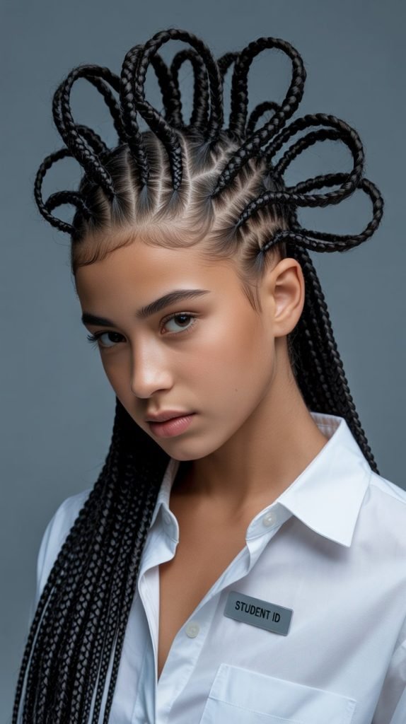Mohawk-Inspired Box Braid Style