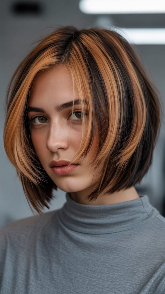  Highlighted Stacked Bob with Lowlights
