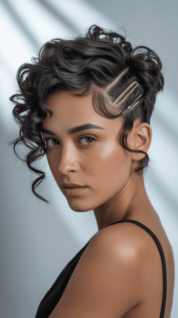 Curly Pixie with Twist and Pin Styling
