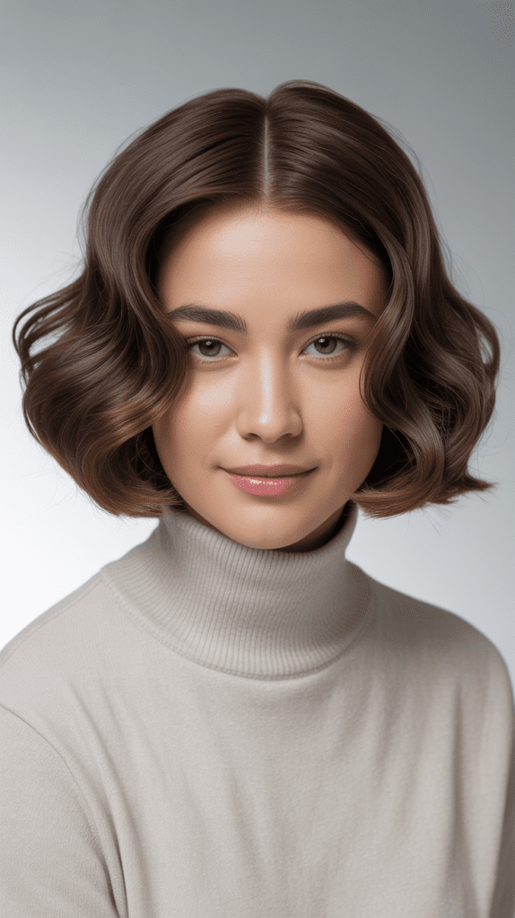Wavy French Bob with Middle Part